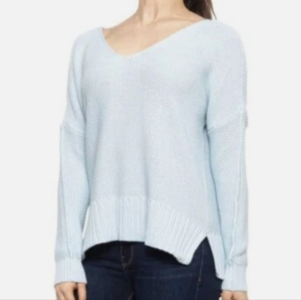 LUCKY BRAND Light Blue V-Neck Pullover Sweater